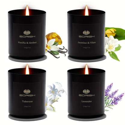 Set de regalo de 8 piezas, 44 oz, 4 velas perfumadas + 4 almohadillas, set de regalo de velas de cristal natural