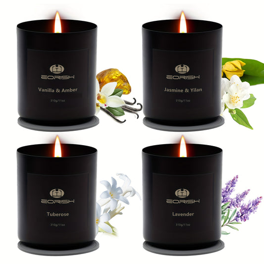 Set de regalo de 8 piezas, 44 oz, 4 velas perfumadas + 4 almohadillas, set de regalo de velas de cristal natural