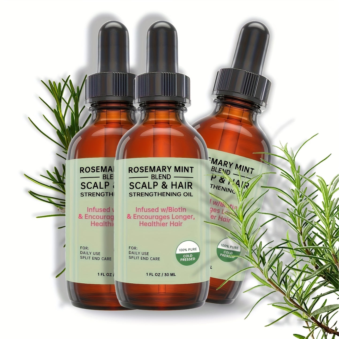 Aceite fortalecedor del cabello con menta, romero, biotina y aceites esenciales, tratamiento nutritivo para todo tipo de cabello