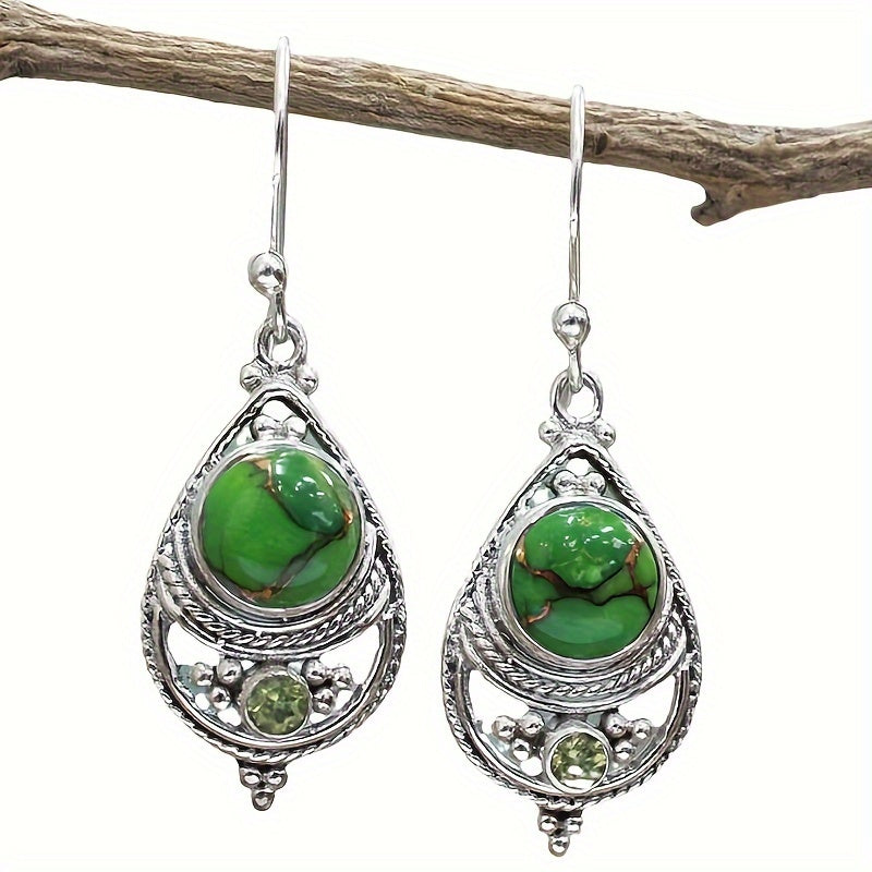 Pendientes retro de turquesa de plata antigua