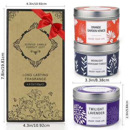 Paquete De 3 Velas Perfumadas De Soja De Larga Duración