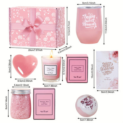 Regalos únicos de SPA para ella que lo tiene todo, ideas de regalos que incluyen taza, bomba de baño, sales de baño, velas, jabón.