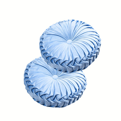 Juego de 2 piezas de lujosas almohadas redondas plisadas de terciopelo