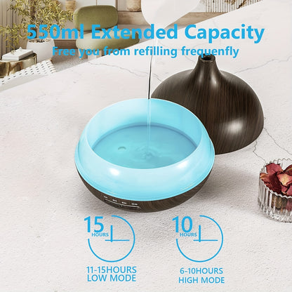 Difusor para aceites esenciales ultrasónico con temporizador, luz de 7 colores