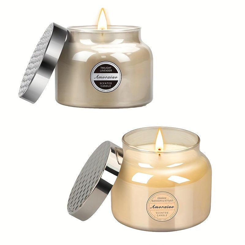 Paquete de 2 velas perfumadas de lavanda y azahar - Velas de larga duración