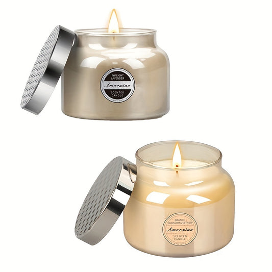 Paquete de 2 velas perfumadas de lavanda y azahar - Velas de larga duración