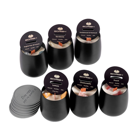 Juego de regalo de 13 piezas, juego de 6 velas perfumadas + 6 almohadillas