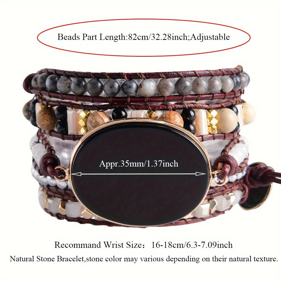 Handmade black agate bracelet