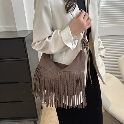 Bolso Boho Chic de gran capacidad - Resistente al agua, correas de hombro fijas, forro de poliéster, cierre de cremallera