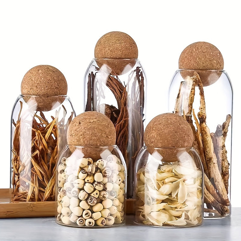 Juego de 3 frascos de almacenamiento de vidrio herméticos con tapas de corcho