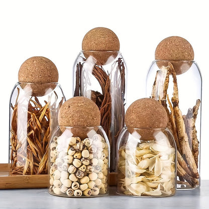Juego de 3 frascos de almacenamiento de vidrio herméticos con tapas de corcho