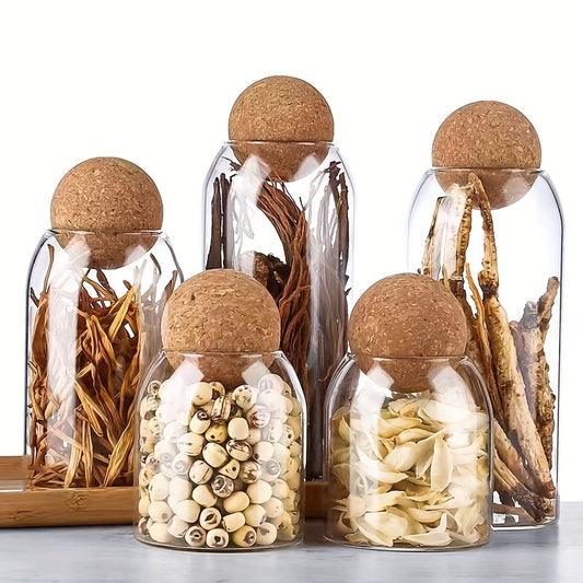 Juego de 3 frascos de almacenamiento de vidrio herméticos con tapas de corcho