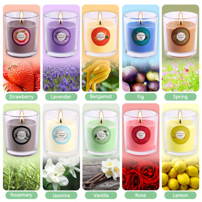 20 velas de cera de soja con mucho aroma | 10 aromas, juego de regalo de velas de tarro de vidrio