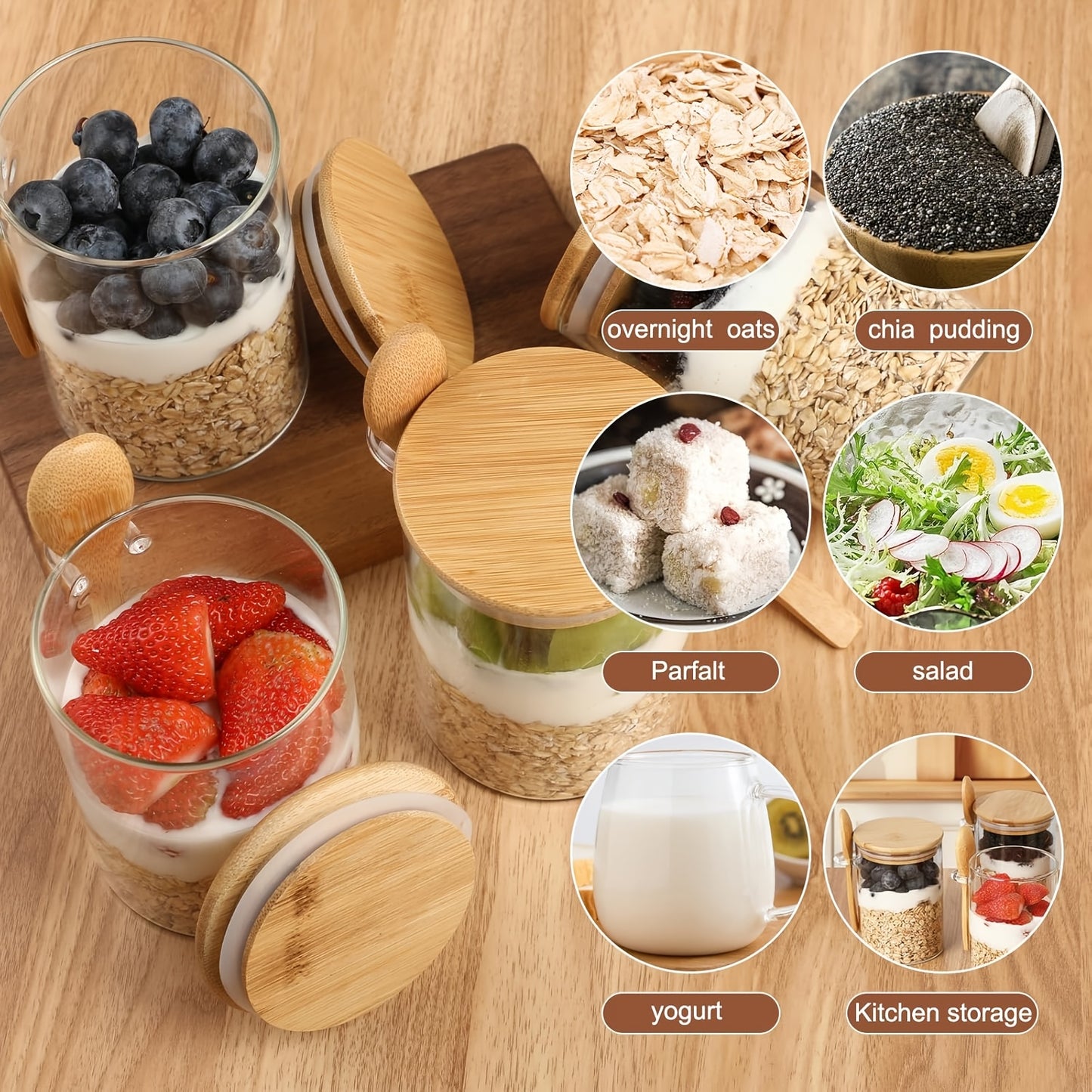 Tarros de vidrio con tapa y cuchara