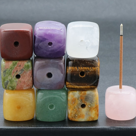 10 Soportes de incienso cuadrados de piedra de ágata natural al azar