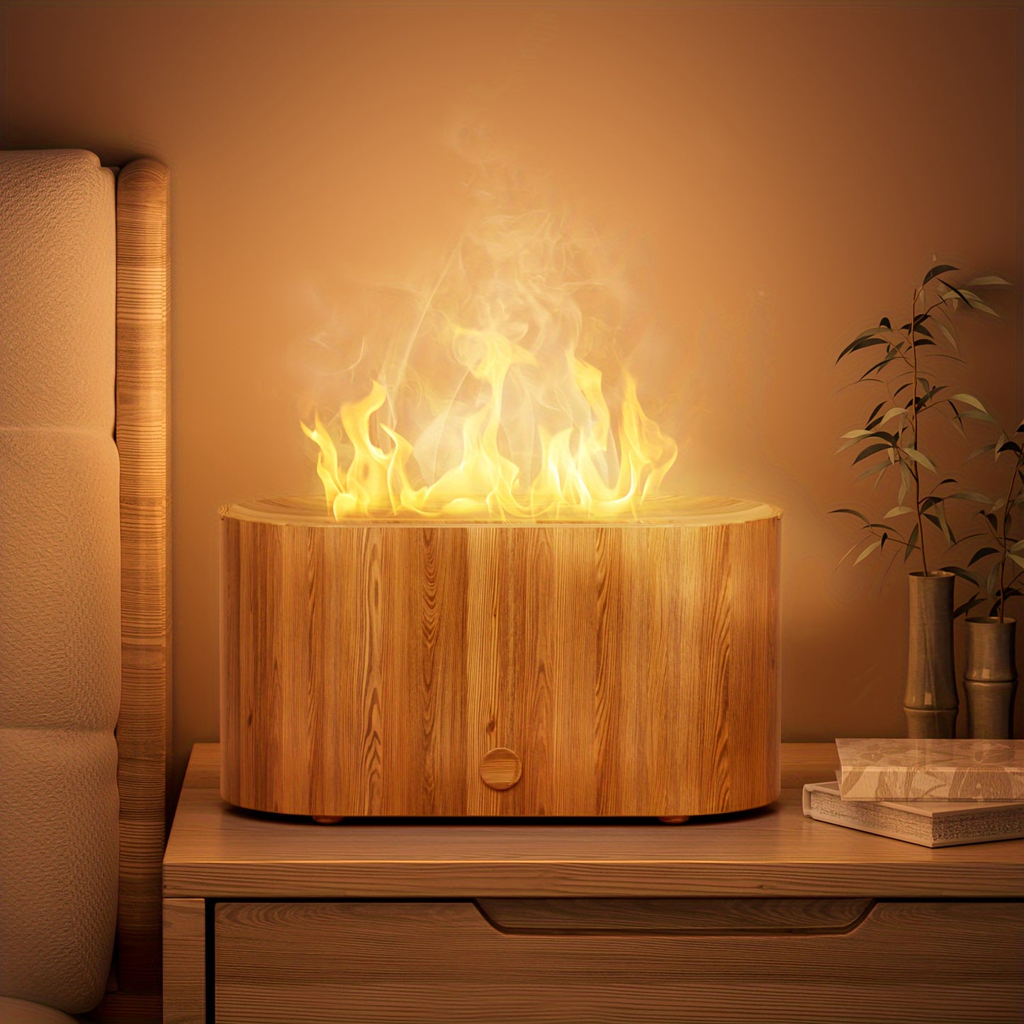 Humidificador y difusor con luz LED de llama simulada de 7 colores