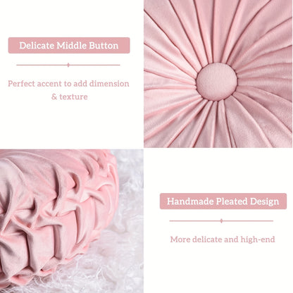 Juego de 2 piezas de lujosas almohadas redondas plisadas de terciopelo