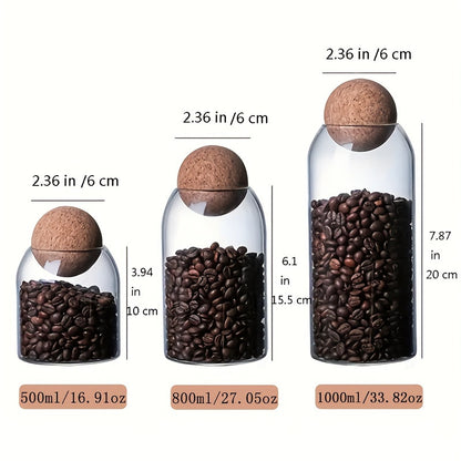 Juego de 3 frascos de almacenamiento de vidrio herméticos con tapas de corcho
