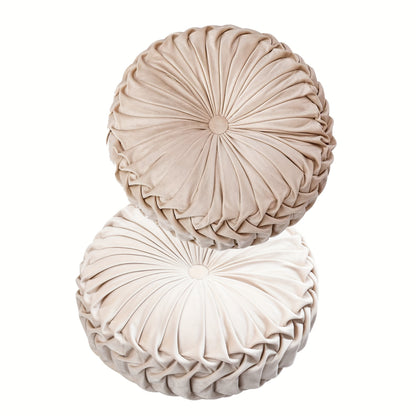 Juego de 2 piezas de lujosas almohadas redondas plisadas de terciopelo