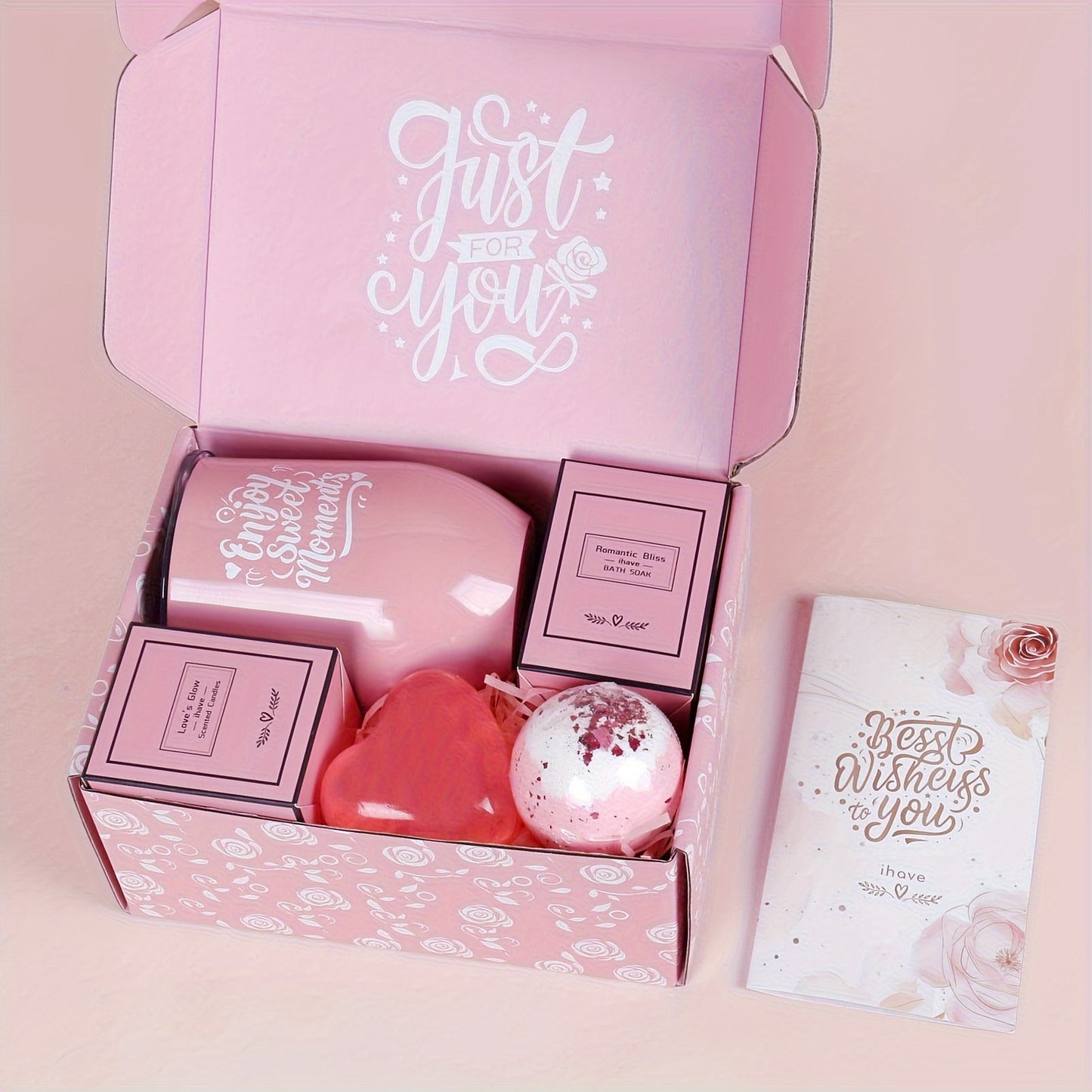 Regalos únicos de SPA para ella que lo tiene todo, ideas de regalos que incluyen taza, bomba de baño, sales de baño, velas, jabón.
