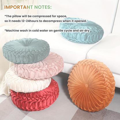 Juego de 2 piezas de lujosas almohadas redondas plisadas de terciopelo