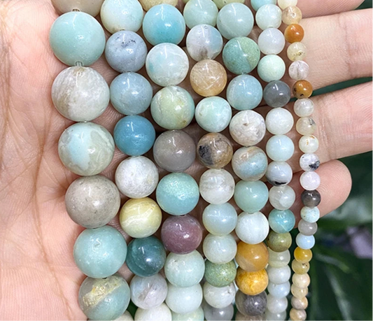 Cuentas redondas de amazonita piedra natural