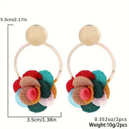 Elegant Bohemian Drop Earrings - Floral Design