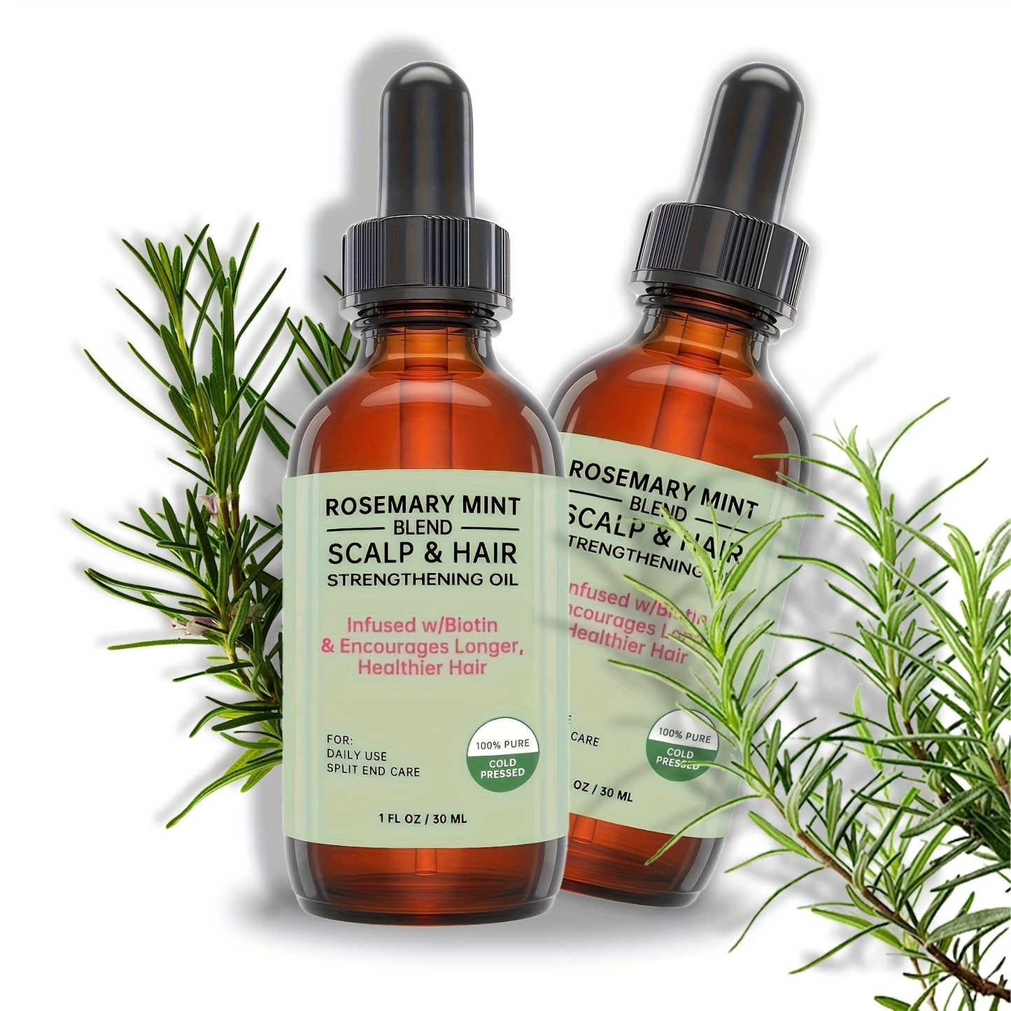 Aceite fortalecedor del cabello con menta, romero, biotina y aceites esenciales, tratamiento nutritivo para todo tipo de cabello