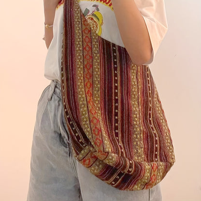 Bolso bandolera vintage de gran capacidad - Elegante de estilo bohemio con correa ajustable, múltiples bolsillos y construcción duradera