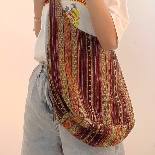 Bolso bandolera vintage de gran capacidad - Elegante de estilo bohemio con correa ajustable, múltiples bolsillos y construcción duradera