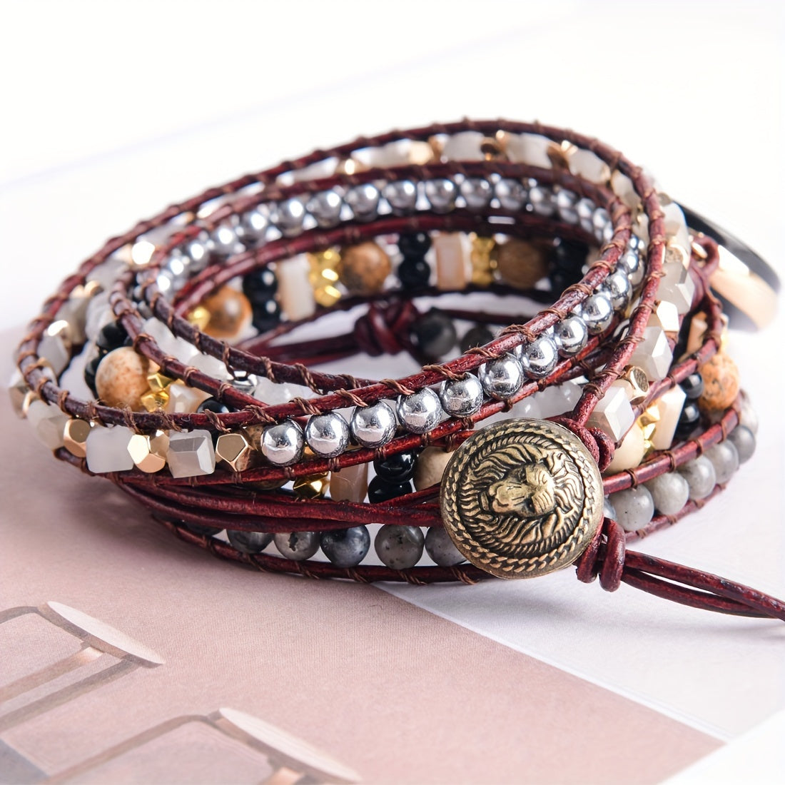 Handmade black agate bracelet