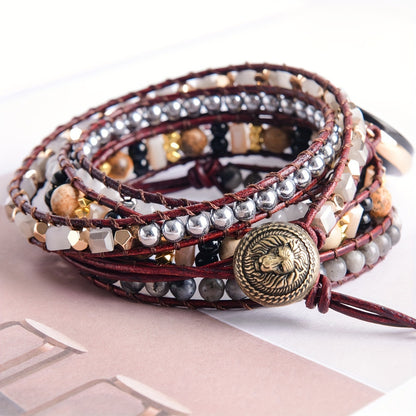 Handmade black agate bracelet