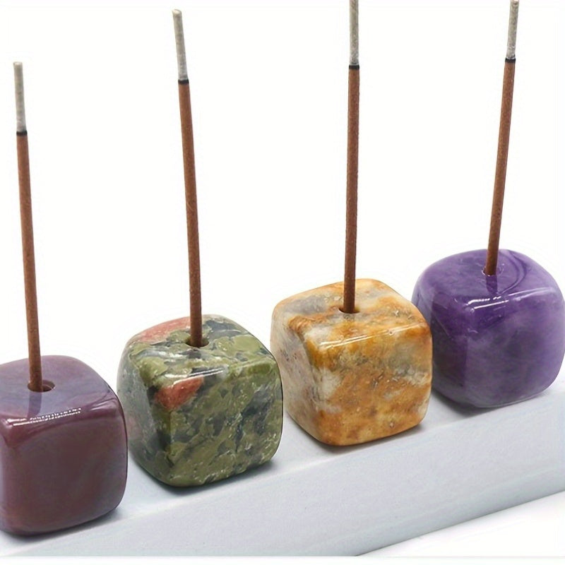 10 Soportes de incienso cuadrados de piedra de ágata natural al azar