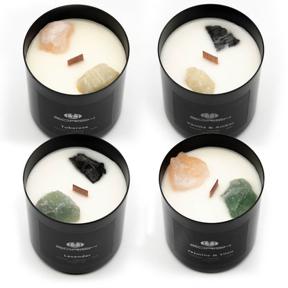 Set de regalo de 8 piezas, 44 oz, 4 velas perfumadas + 4 almohadillas, set de regalo de velas de cristal natural