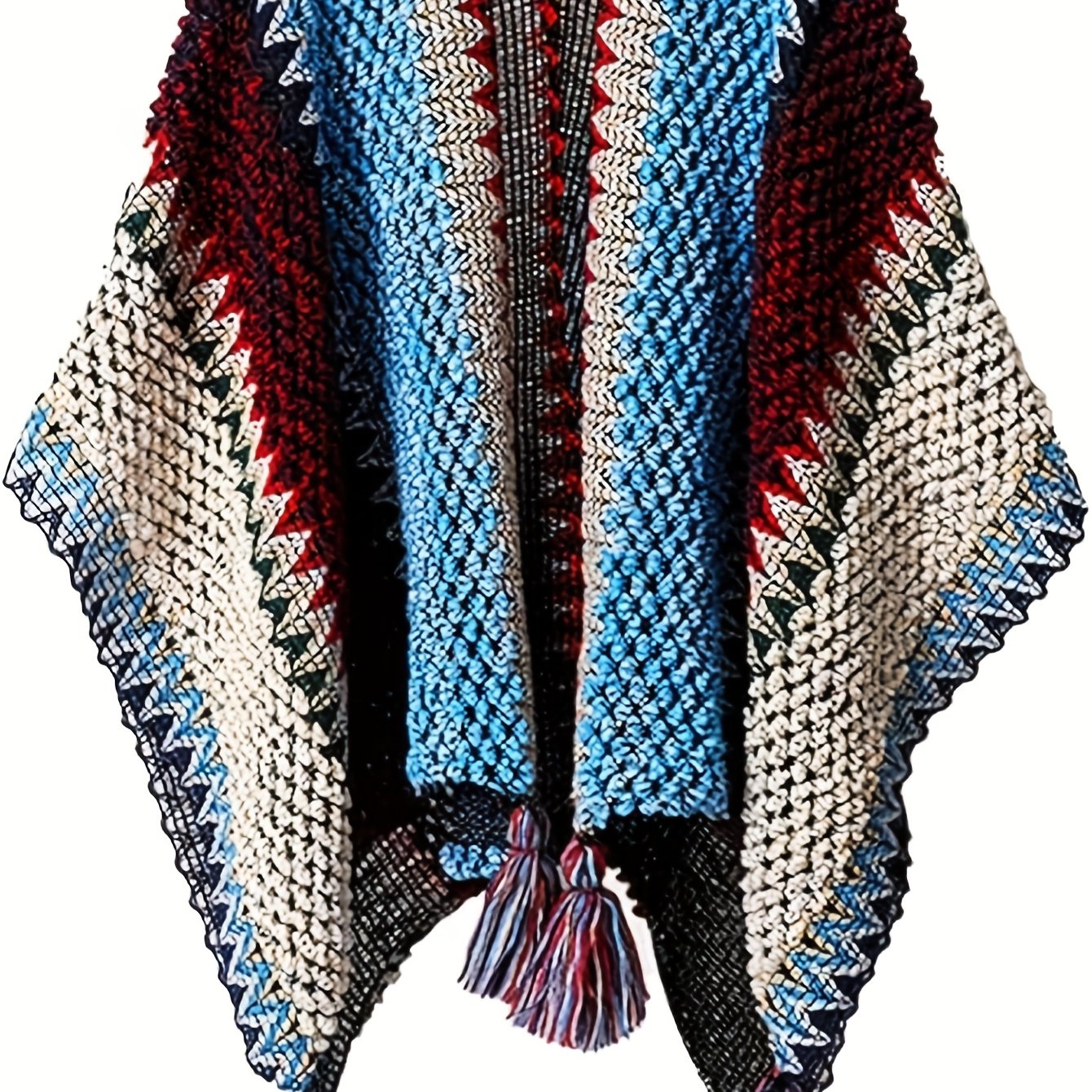 cárdigan de poncho étnico suave, bohemio