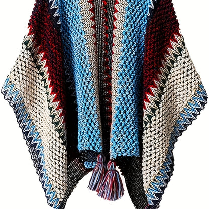 cárdigan de poncho étnico suave, bohemio