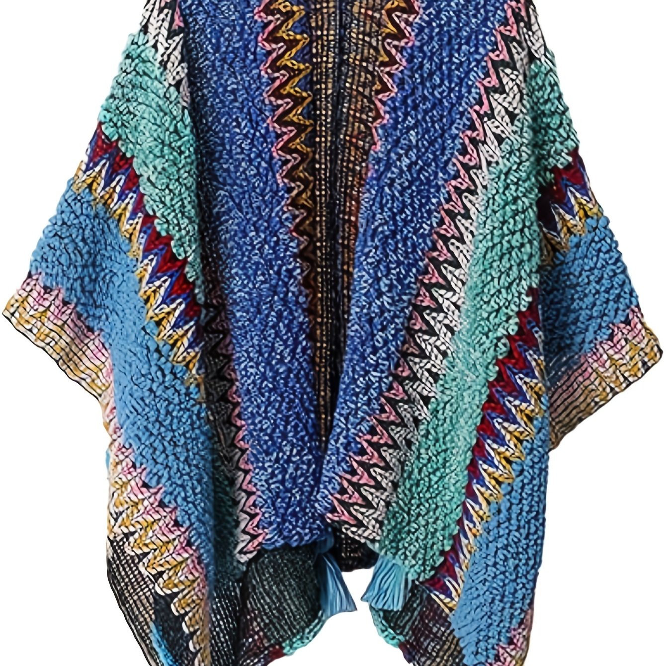 cárdigan de poncho étnico suave, bohemio