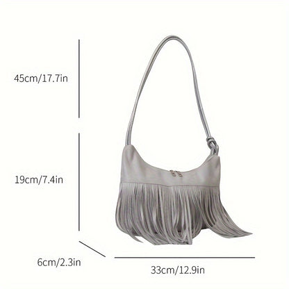 Bolso Boho Chic de gran capacidad - Resistente al agua, correas de hombro fijas, forro de poliéster, cierre de cremallera