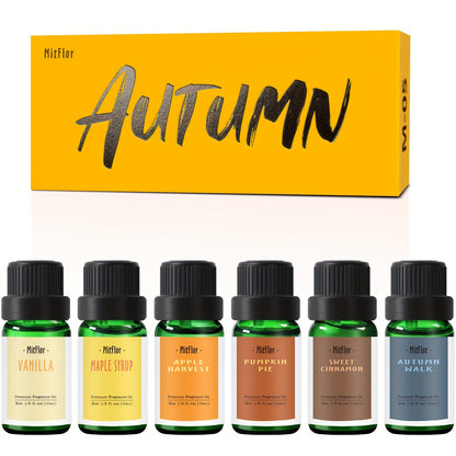 Set de 6 aceites esenciales premium para difusores olores a otoño