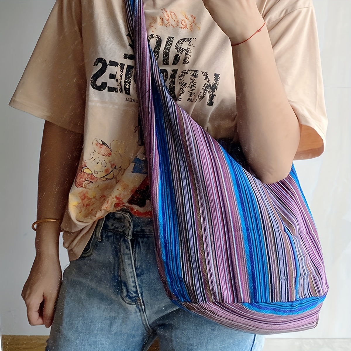 Bolso bandolera vintage de gran capacidad - Elegante de estilo bohemio con correa ajustable, múltiples bolsillos y construcción duradera