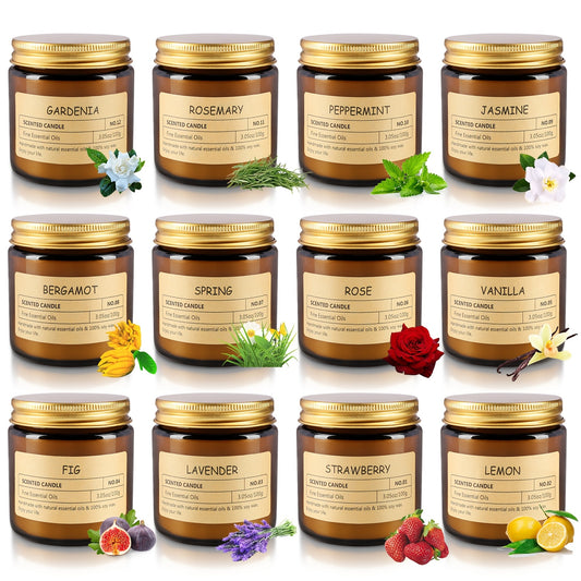12 Velas perfumadas de alta calidad, múltiples aromas, calmantes y relajantes en el estado de ánimo