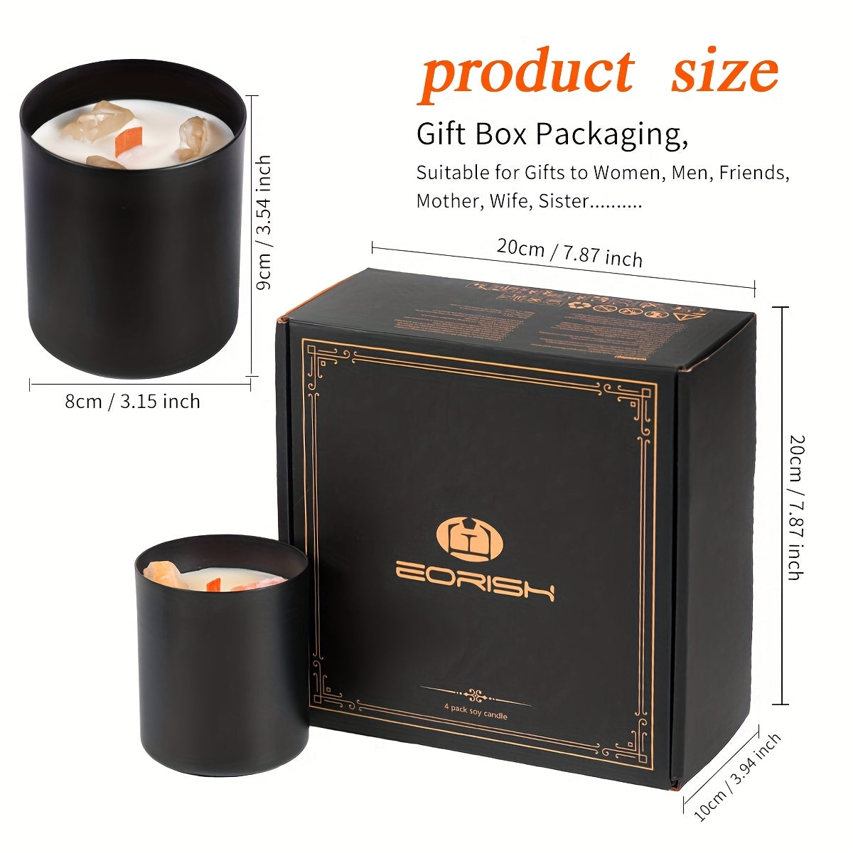 Set de regalo de 8 piezas, 44 oz, 4 velas perfumadas + 4 almohadillas, set de regalo de velas de cristal natural