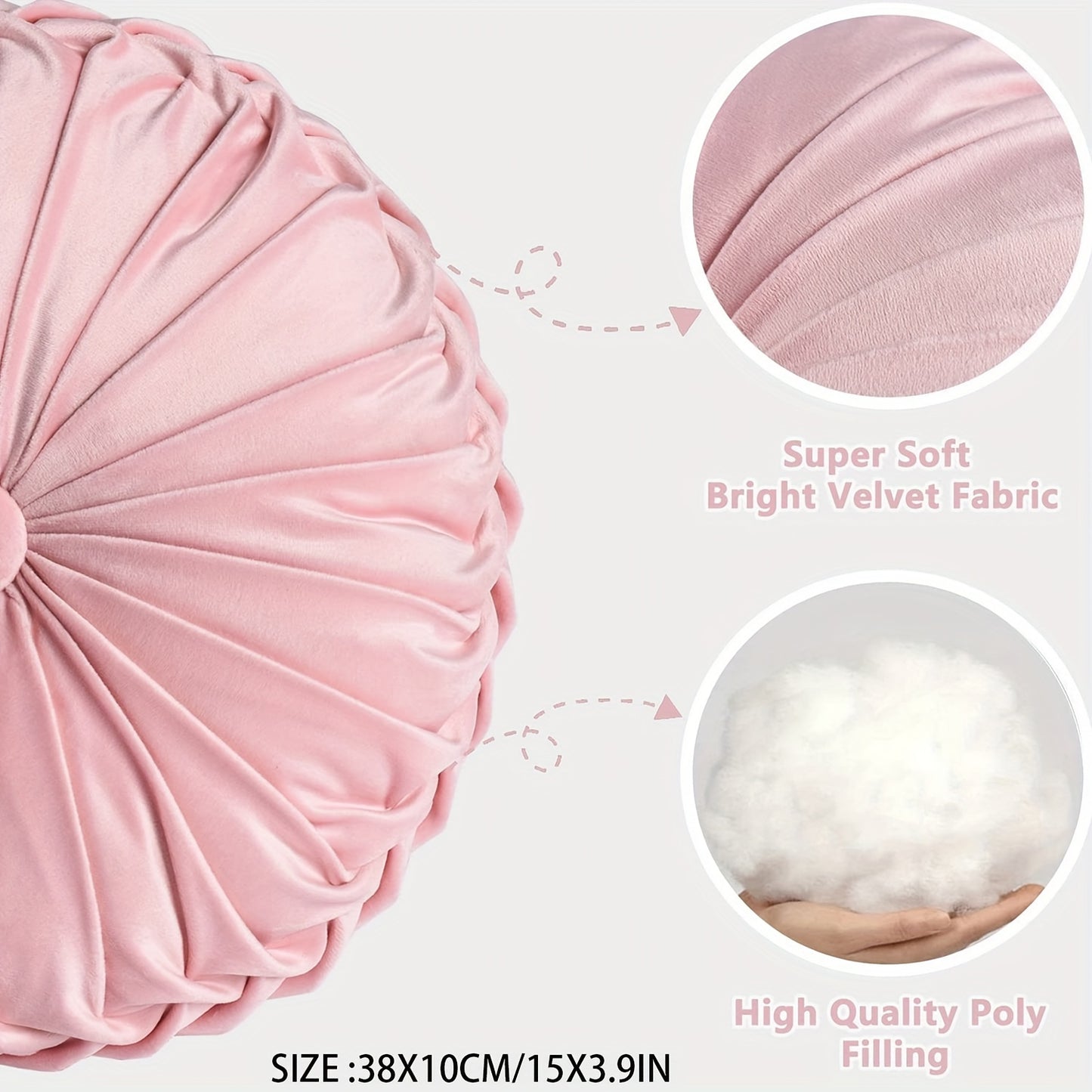 Juego de 2 piezas de lujosas almohadas redondas plisadas de terciopelo