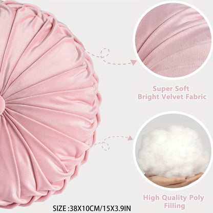 Juego de 2 piezas de lujosas almohadas redondas plisadas de terciopelo