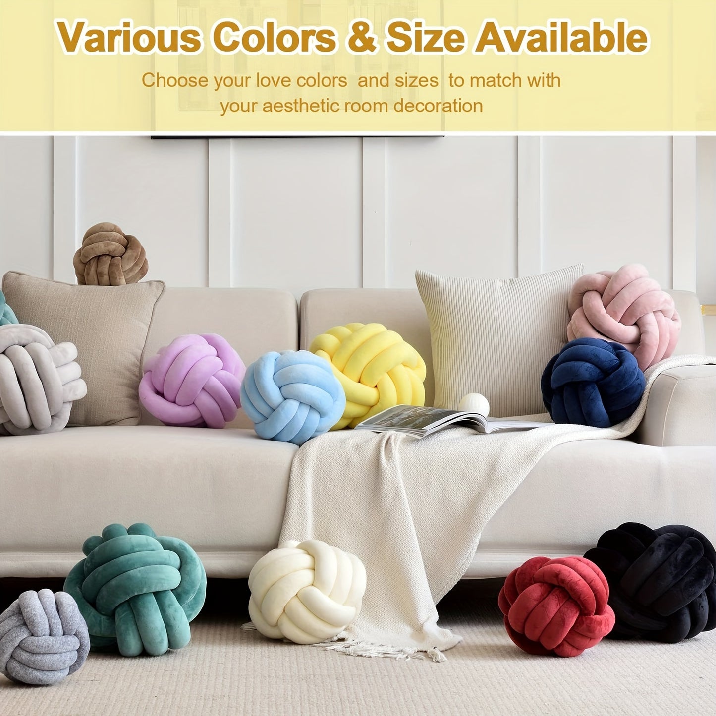 Almohada de bola de nudo suave hecha a mano