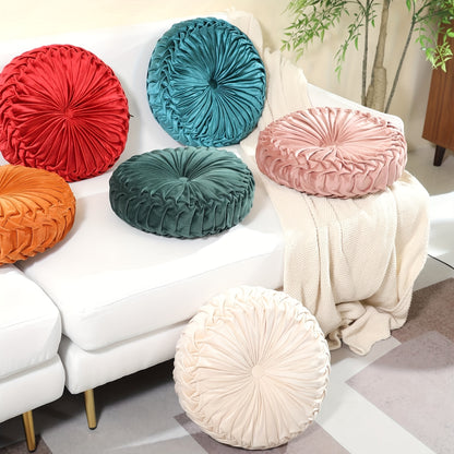 Juego de 2 piezas de lujosas almohadas redondas plisadas de terciopelo