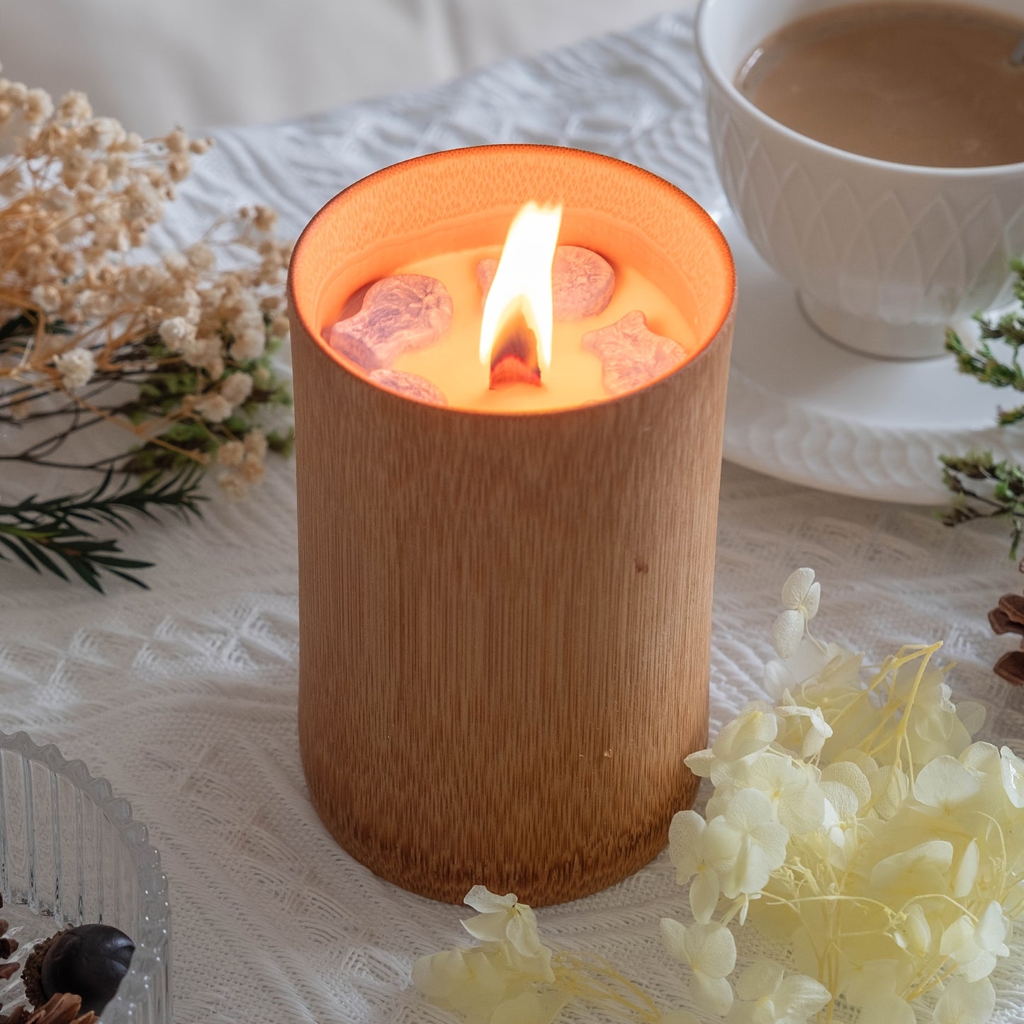 Velas perfumadas de tarro de bambú carbonizado grandes