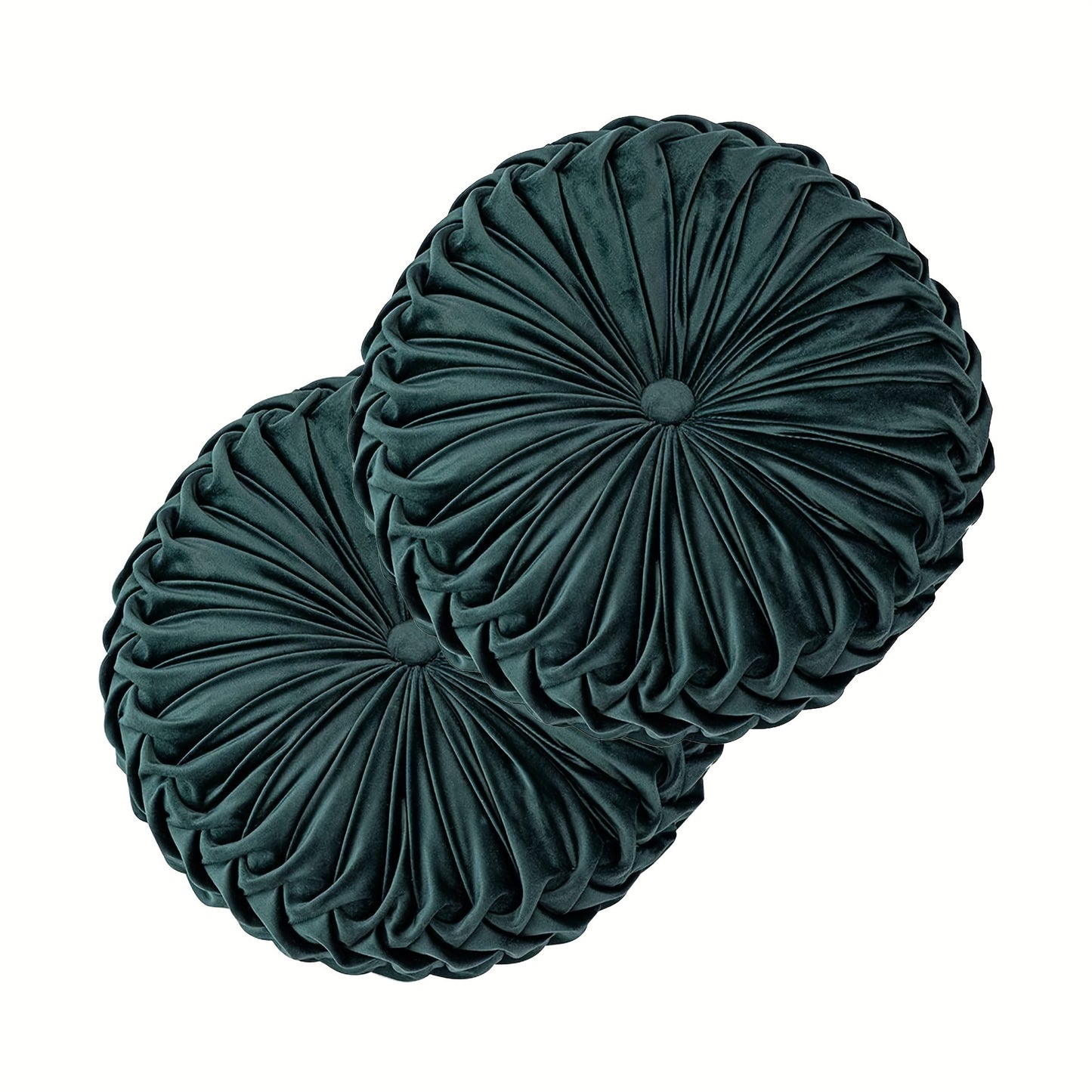 Juego de 2 piezas de lujosas almohadas redondas plisadas de terciopelo