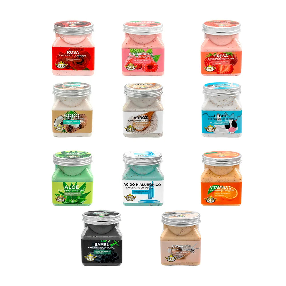 Exfoliante corporal Ácido hialurónico Colágeno Variedad Esencias con aguacate Vitamina C