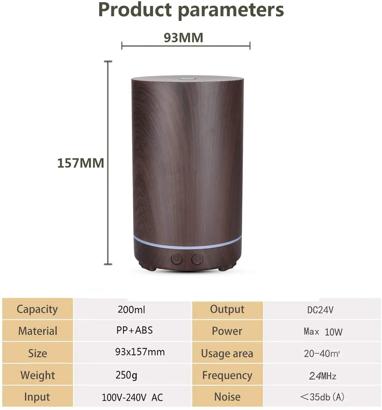 Mini difusor portátil de aceite de aromaterapia ultrasónico de grano de madera 7 humidificador de luz LED